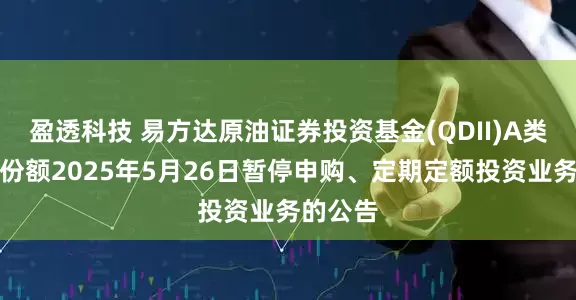 盈透科技 易方达原油证券投资基金(QDII)A类人民币份额2025年5月26日暂停申购、定期定额投资业务的公告