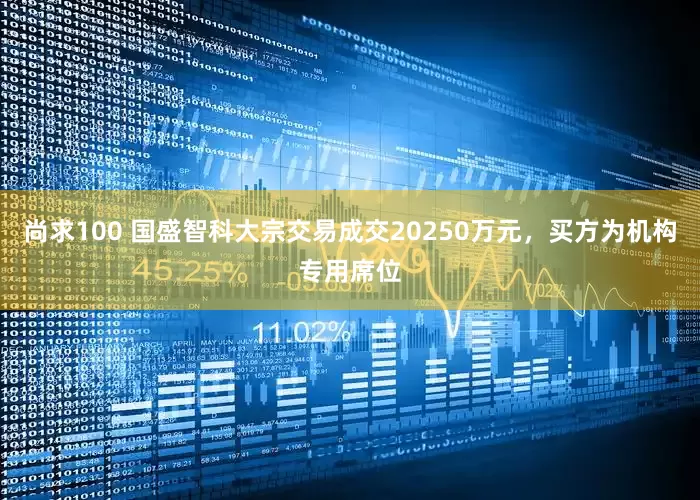 尚求100 国盛智科大宗交易成交20250万元，买方为机构专用席位